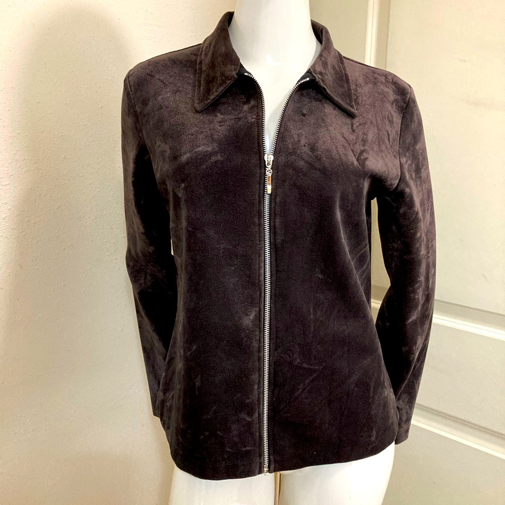 Chocolate brown zip front jacket